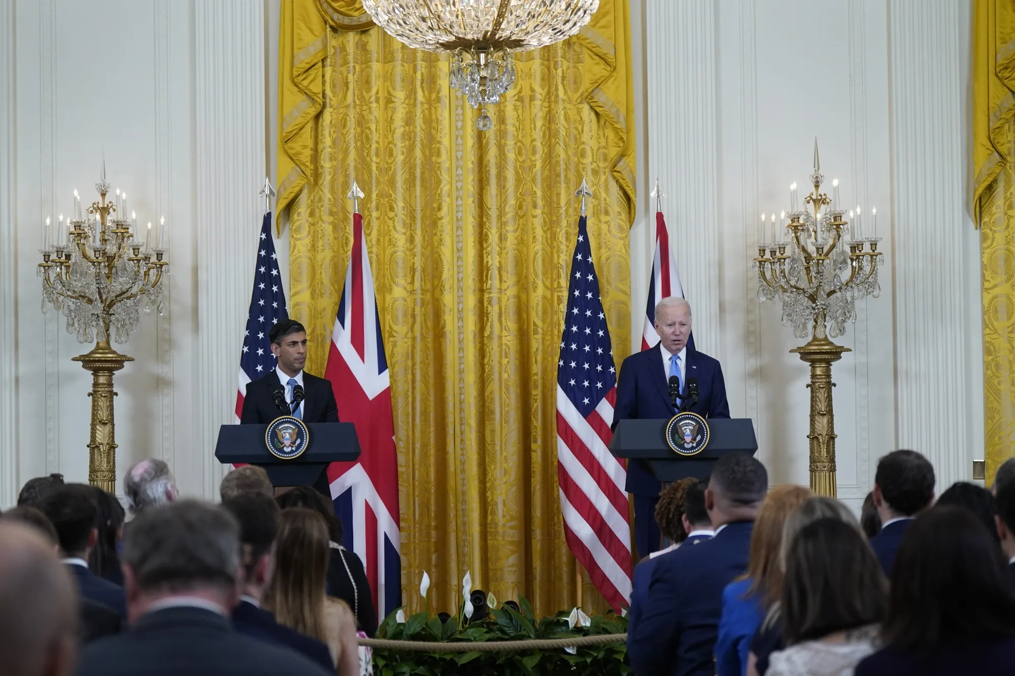 President Joe Biden and UK Prime Minister&nbsp;Rishi Sunak held a news conference at the White House today.&nbsp;Sunak called for global cooperation to guard against risks posed by artificial intelligence.