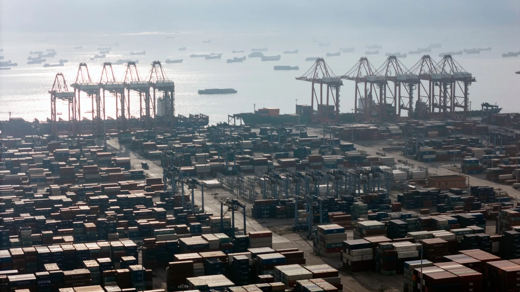 Shipping containers at the Port of Nansha in Guangzhou.
