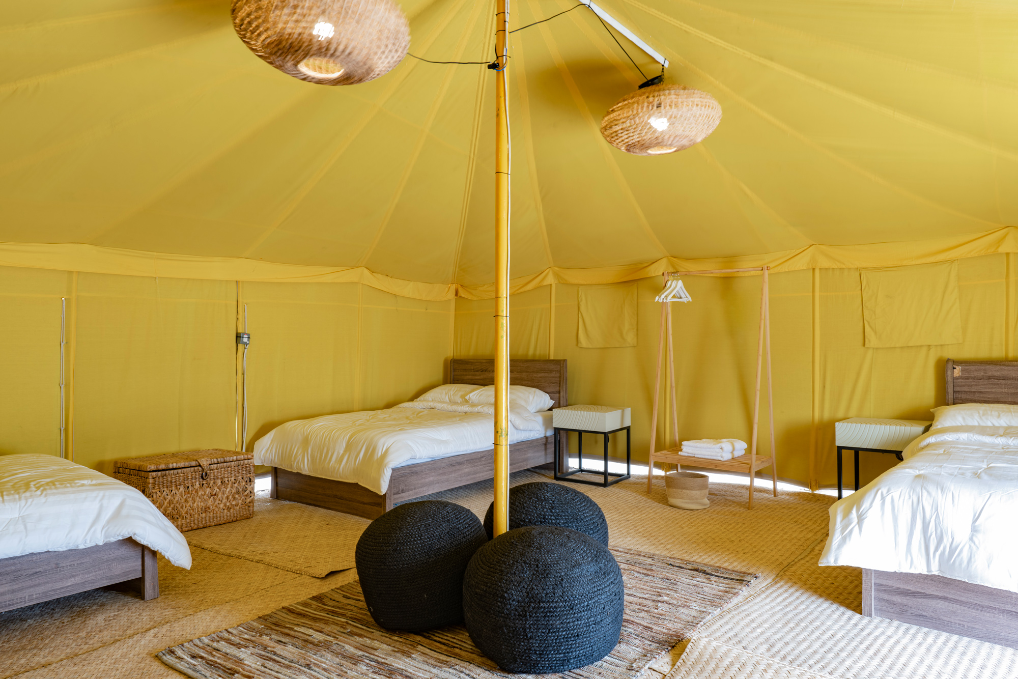 Rustic, bedouin-style tents will offer no-frills accommodations for fans during the World Cup