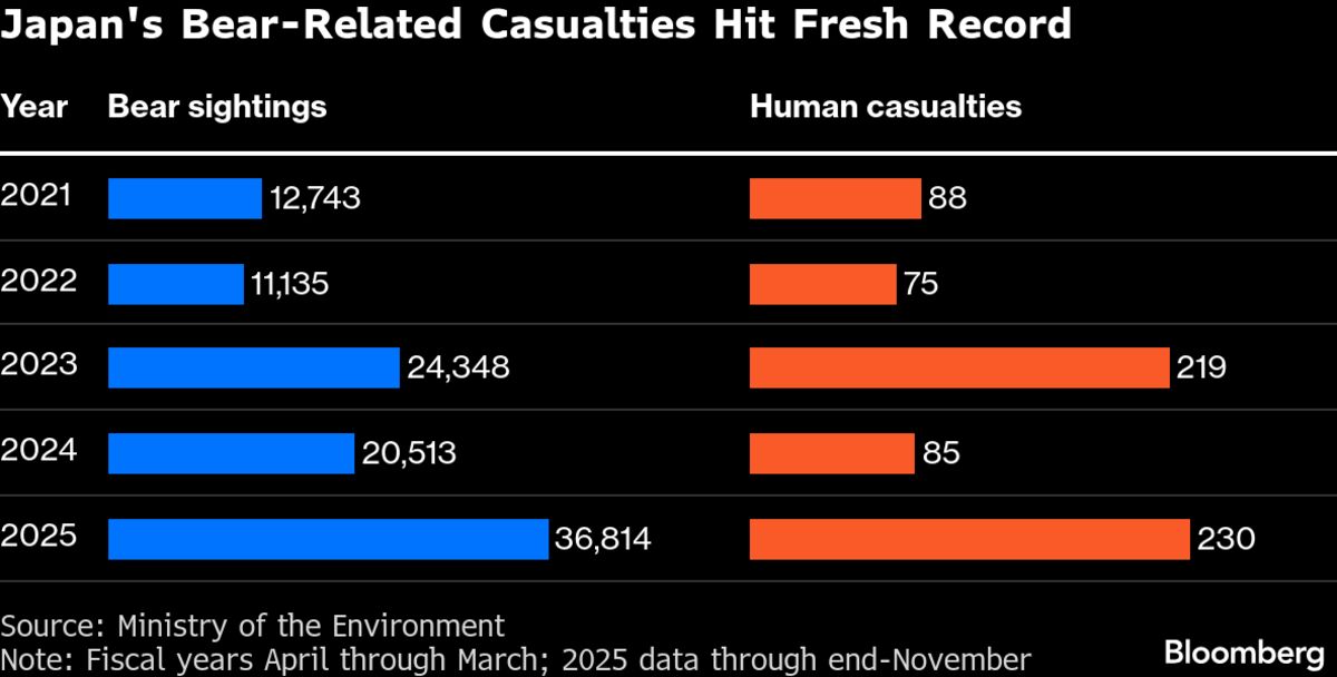 Japan’s Bear-Related Casualties Hit Record on Escalating Attacks