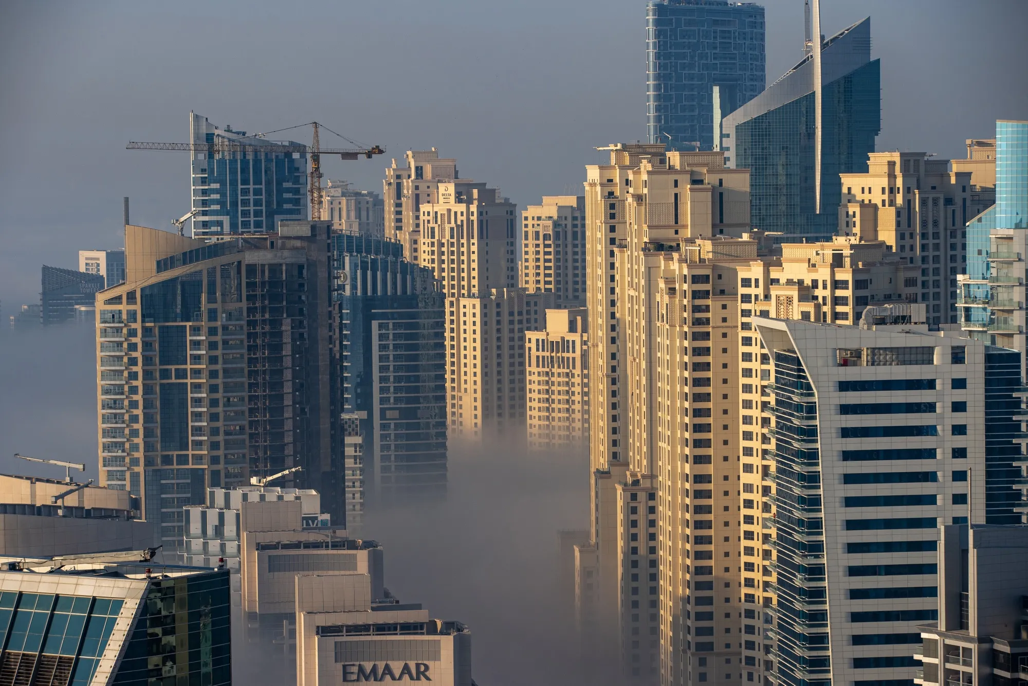 Residential and commercial skyscrapers in the Dubai Marina district, in Dubai.