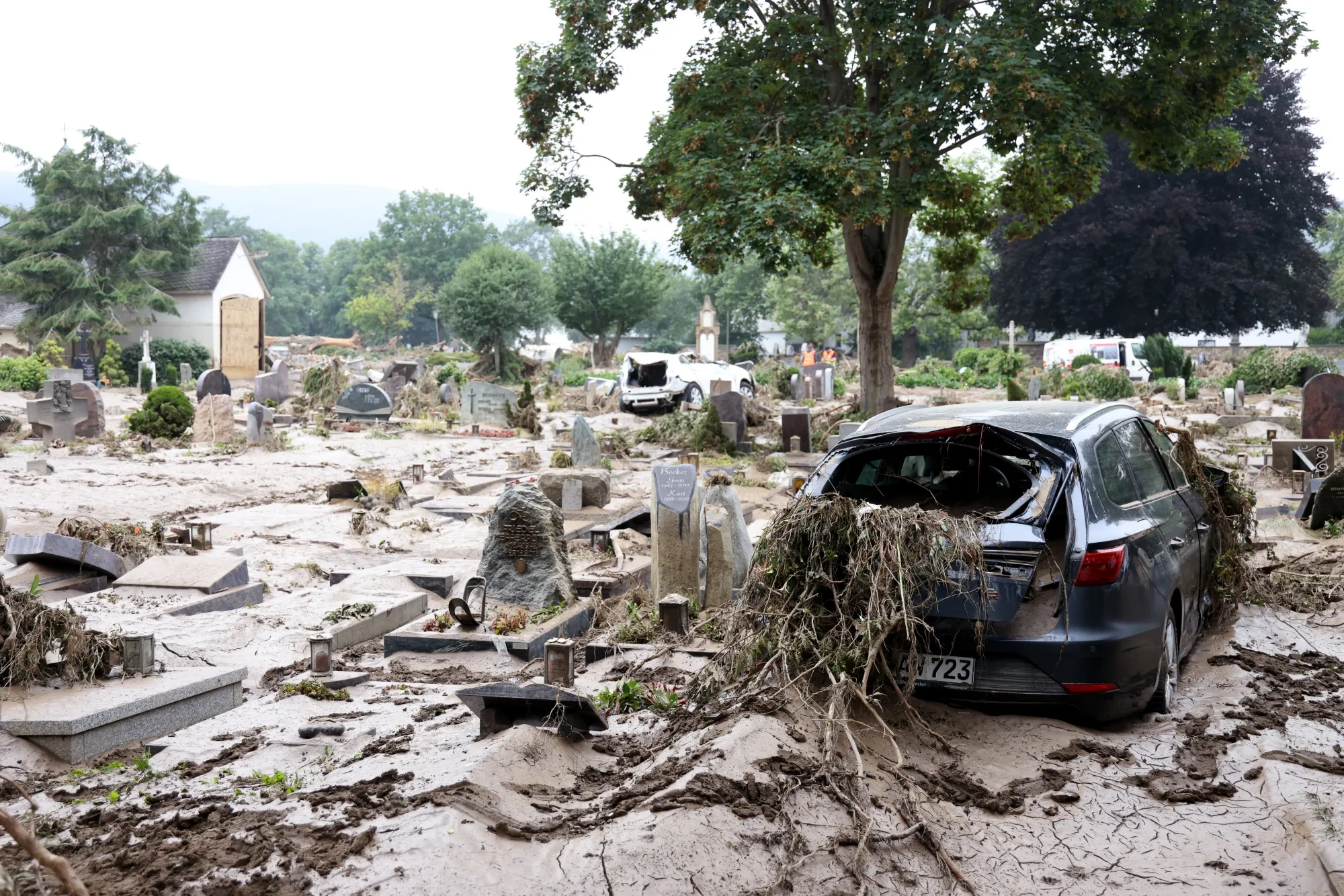 In July, unprecedented floods tore through Bad Neuenahr-Ahrweiler, Germany, including this cemetery.