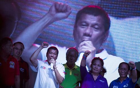 Davao City Mayor and Presidential Candidate Rodrigo Duterte Attends Election Rally