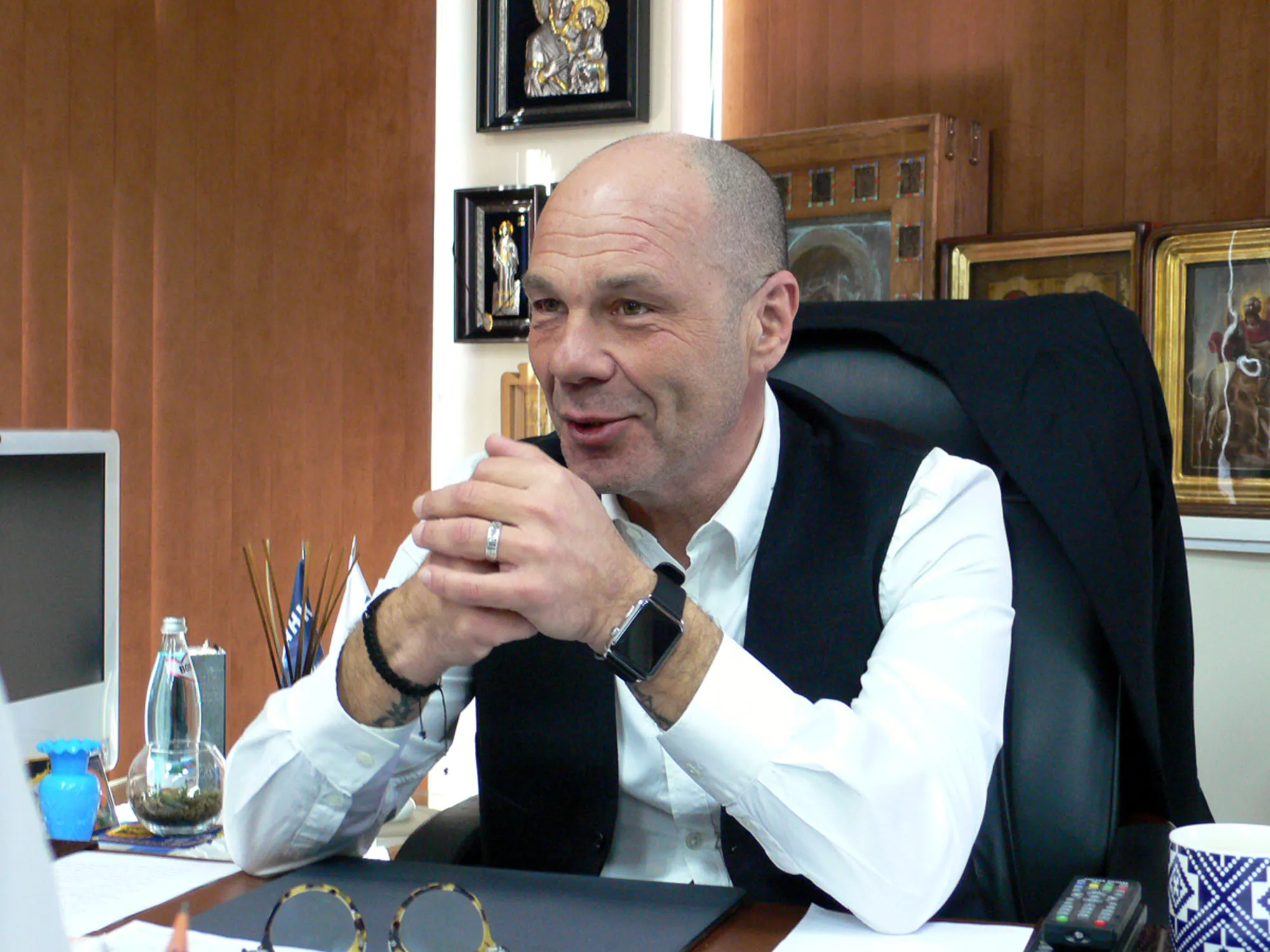 Yevgeny Dvoskin in his Simferopol office. Photographer: Evgenia Pismennaya/Bloomberg
