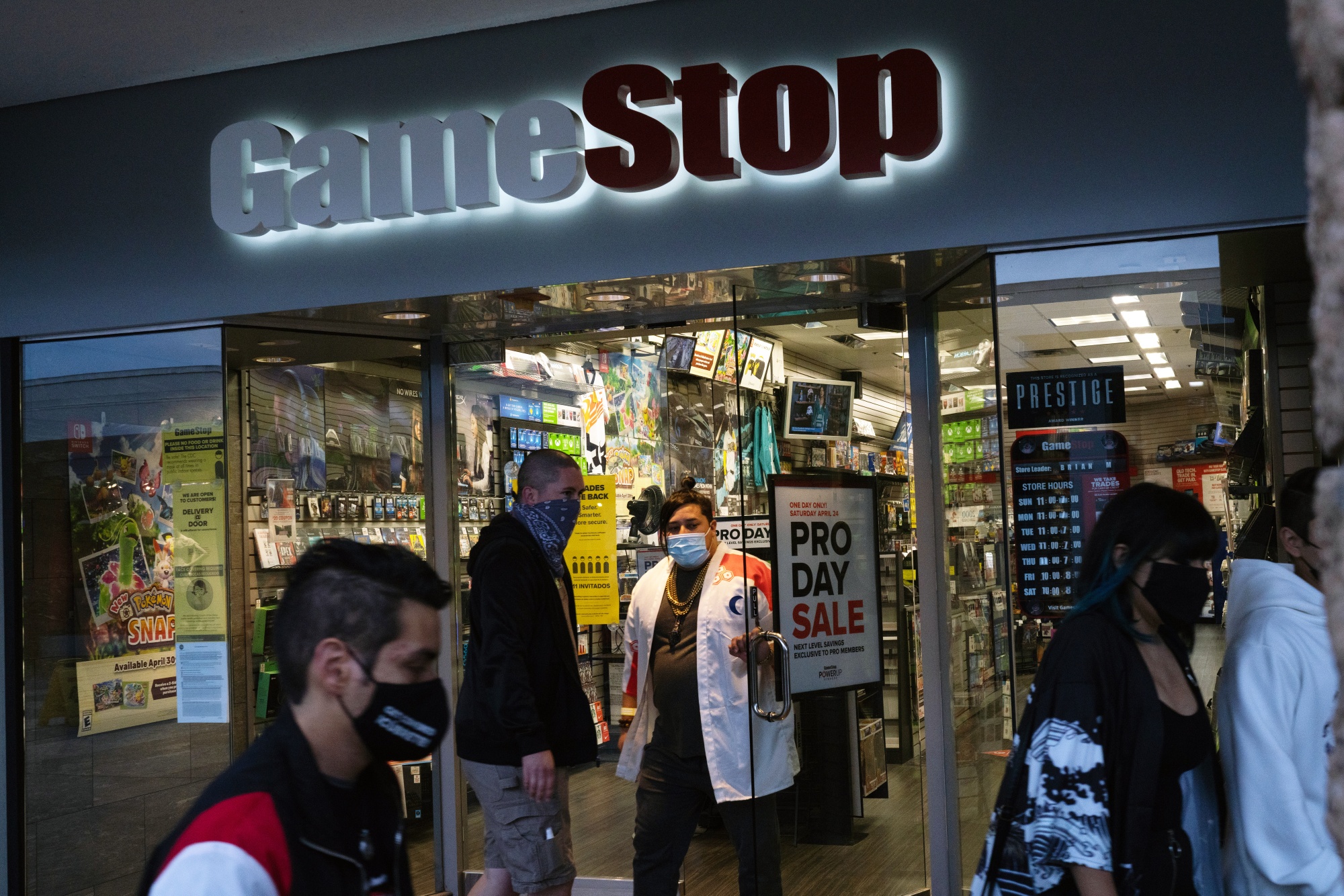 A person exits a GameStop Corp. store&nbsp;in San Diego, Calif.