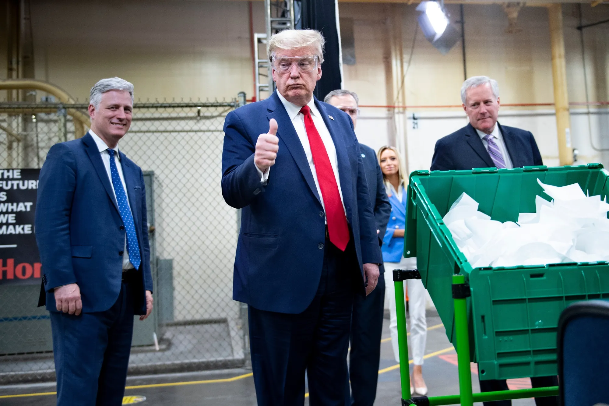 President Trump tours a Honeywell International Inc. factory producing N-95 masks in Phoneix, Arizona, on&nbsp;May 5.