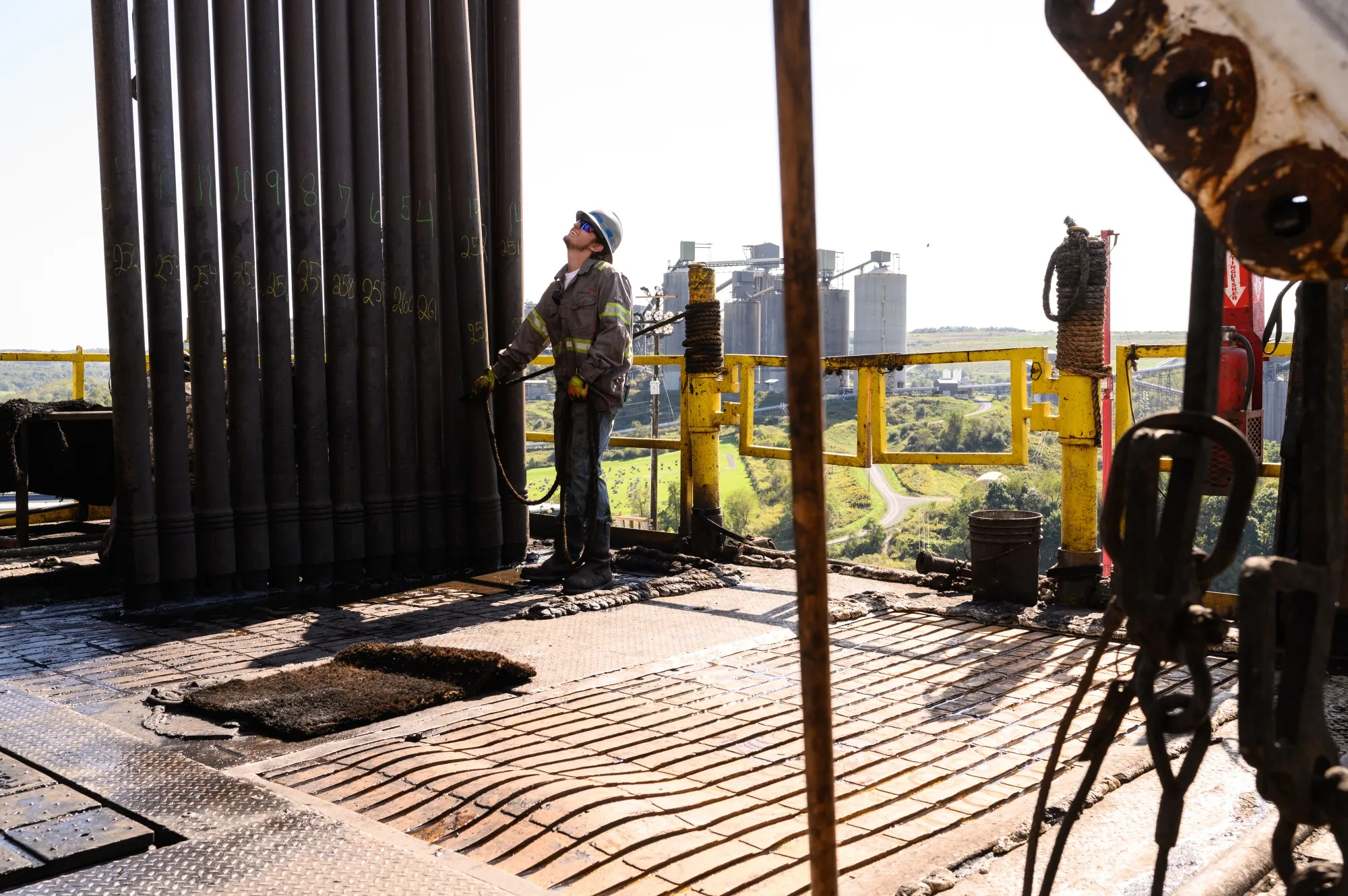 A worker on a rig at a&nbsp;drilling site in Morris Township, Pennsylvania.