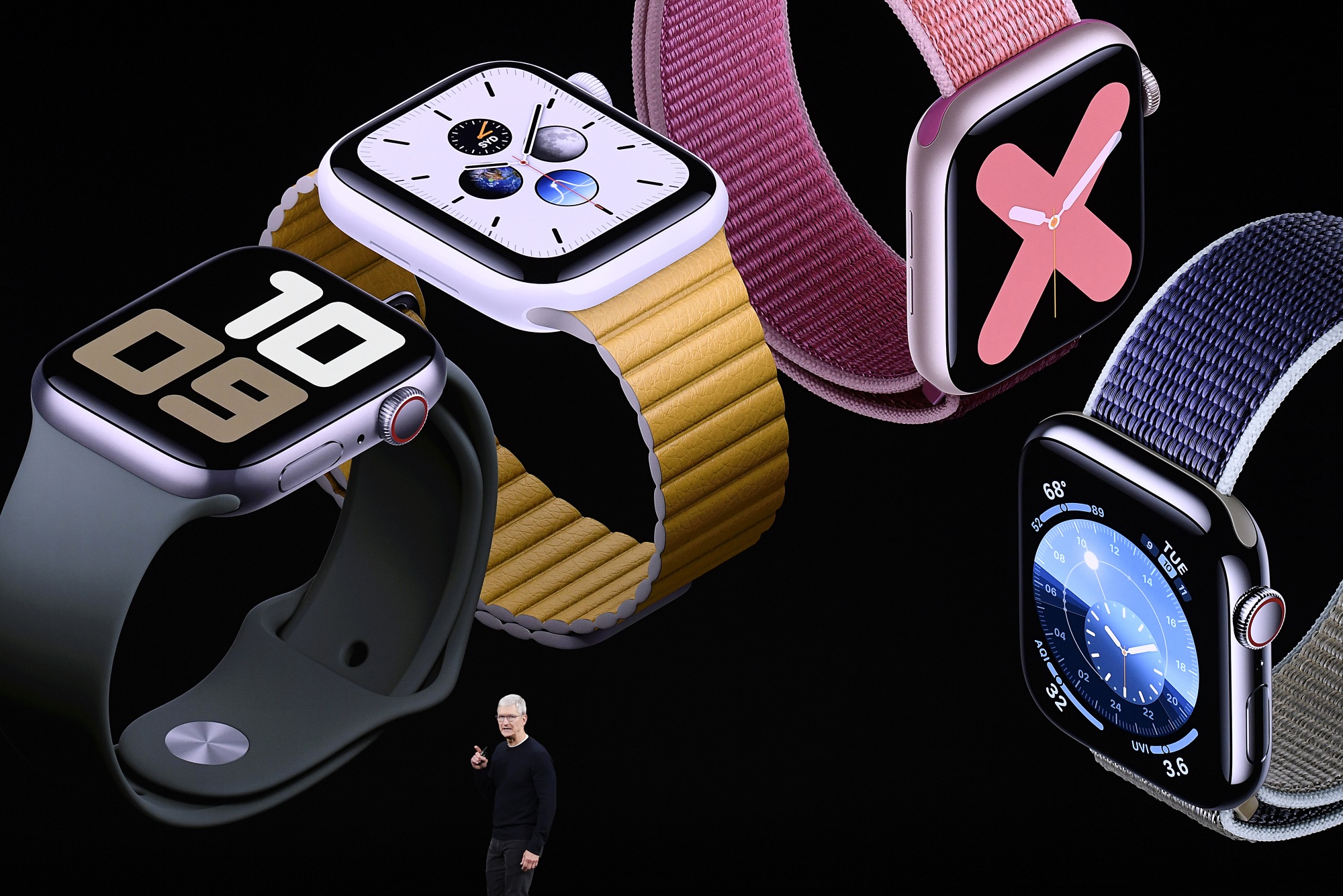 Tim Cook talks about the Apple Watch on Sept. 10.