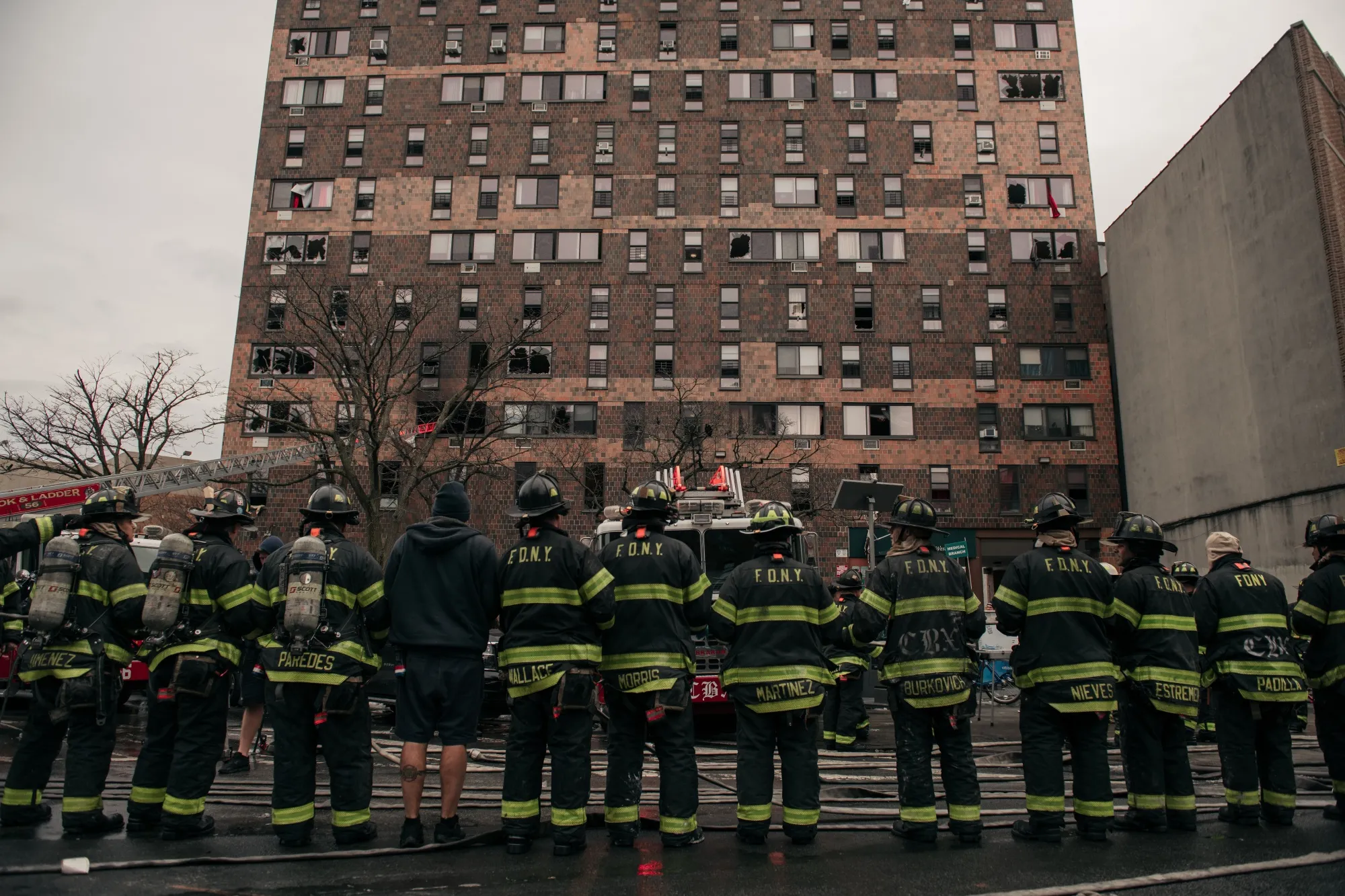 Emergency first responders at the scene of a&nbsp;fire at a 19-story residential building in the Bronx, New York, on&nbsp;Jan.&nbsp;9.