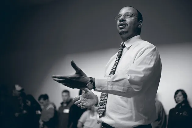 The Ministries' Brian Jenkins speaks to volunteers