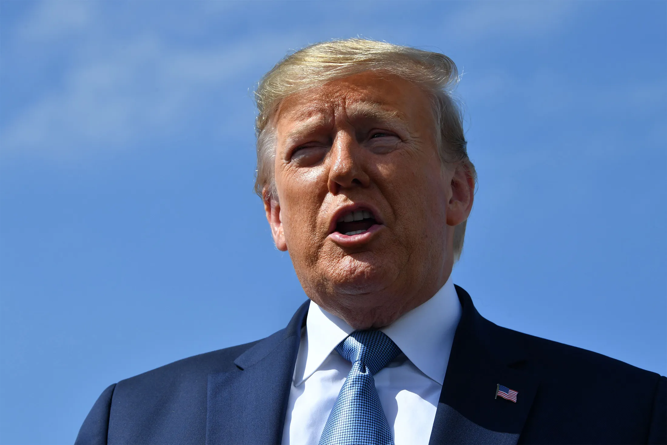 Donald Trump speaks&nbsp;to members of the media in Los Angeles on&nbsp;Sept. 18.