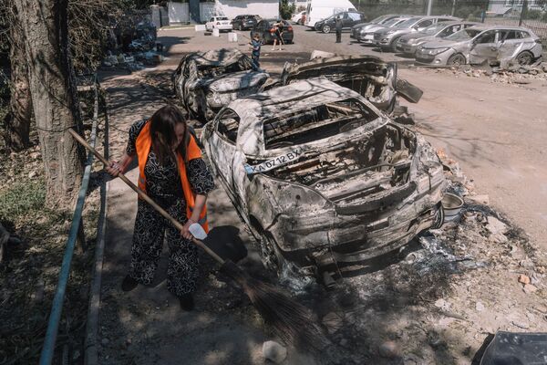 Damage following a Russian strike in Kyiv on July 4