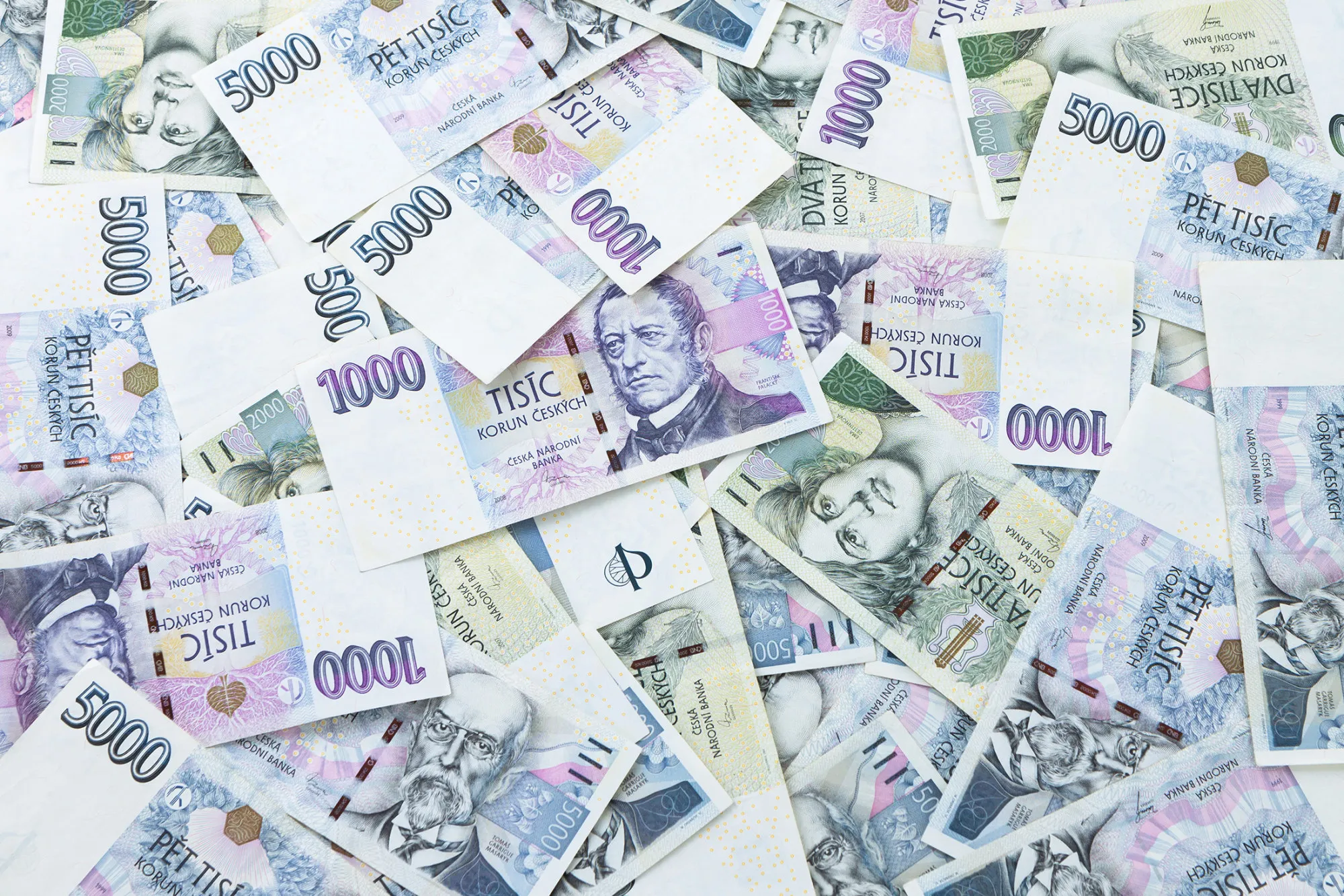 Czech paper money on white background
