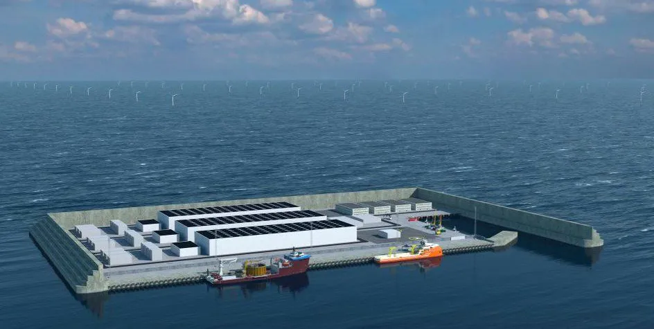 A rendering of an energy island.