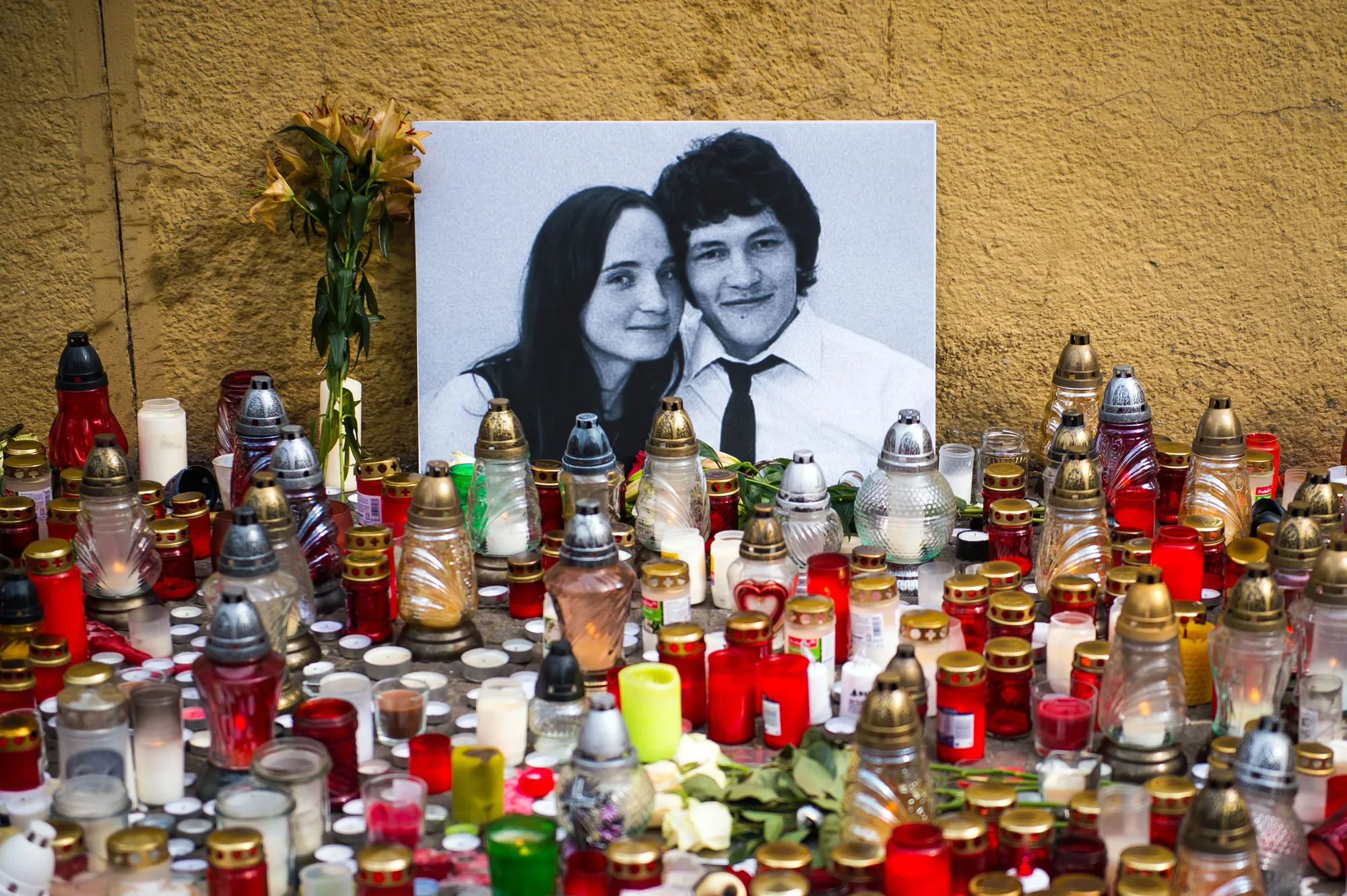 A memorial for Jan Kuciak and Martina Kusnirova in Bratislava