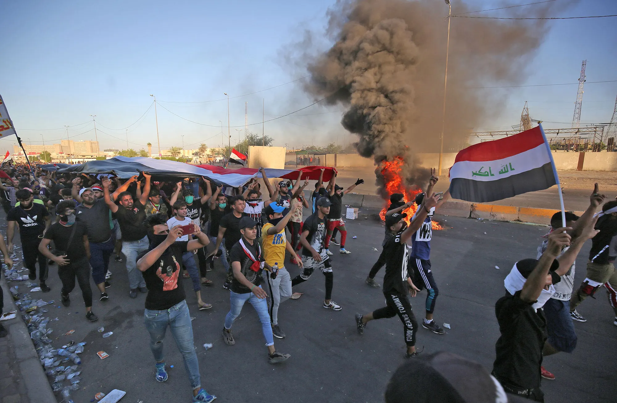Demonstrations in Baghdad's central Khellani Square on Oct.&nbsp;4.&nbsp;