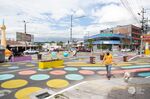 Pastel-colored dots cover a 1.8-kilometer stretch of Viracocha street in Quito, Ecuador.