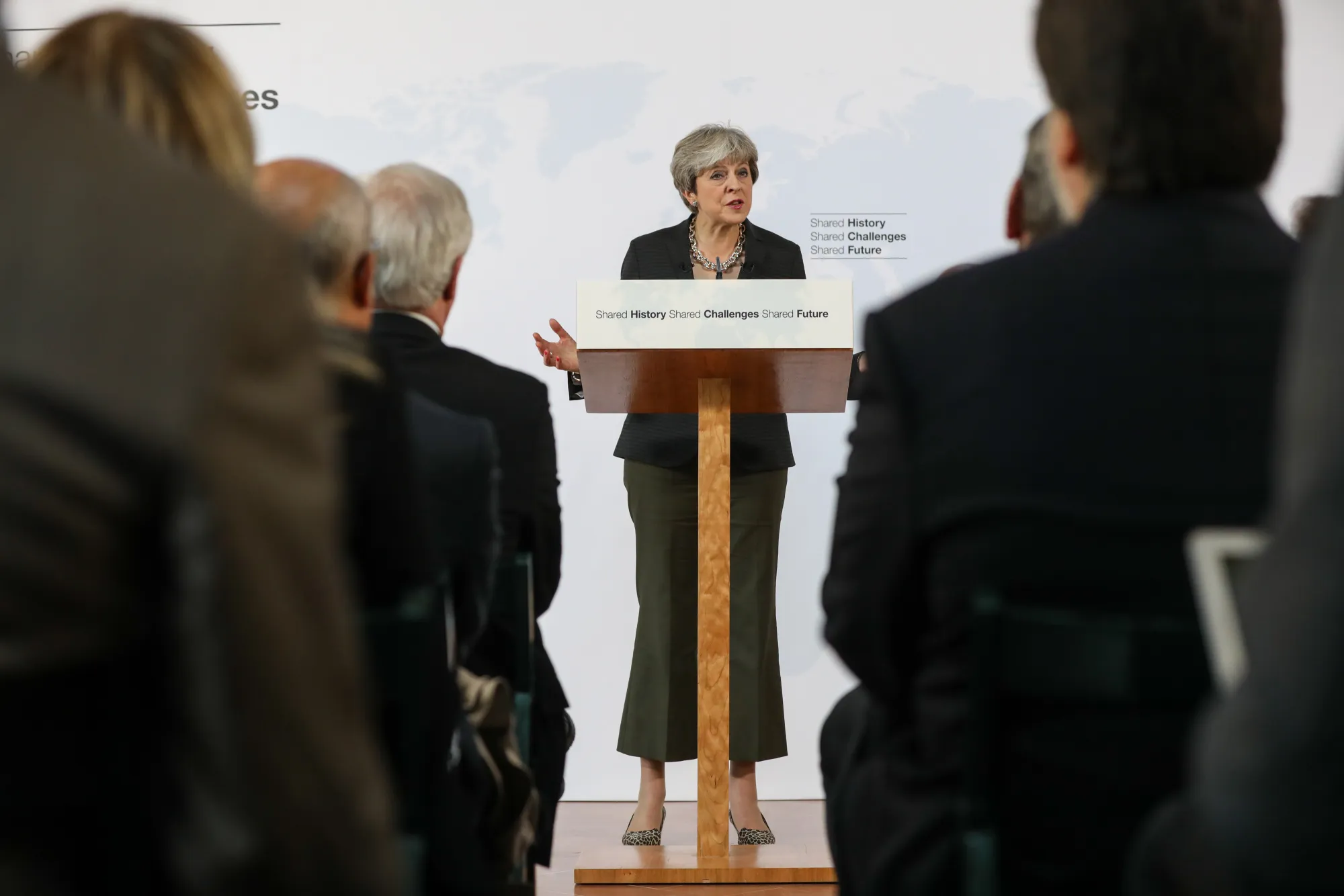 Theresa May speaking in Florence on Sept. 22.
