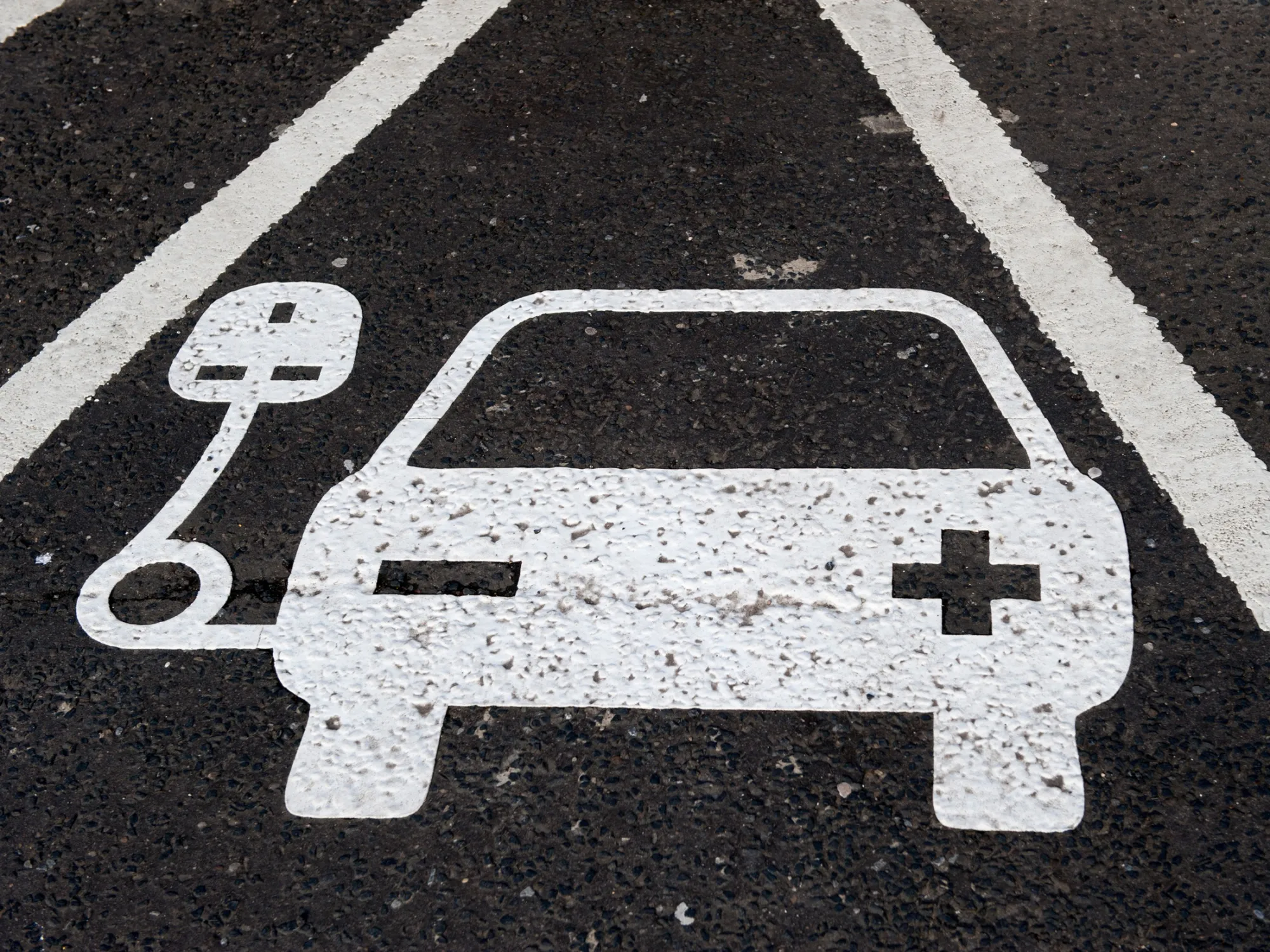 A parking bay for electric cars at a recharging point in the&nbsp;U.K.