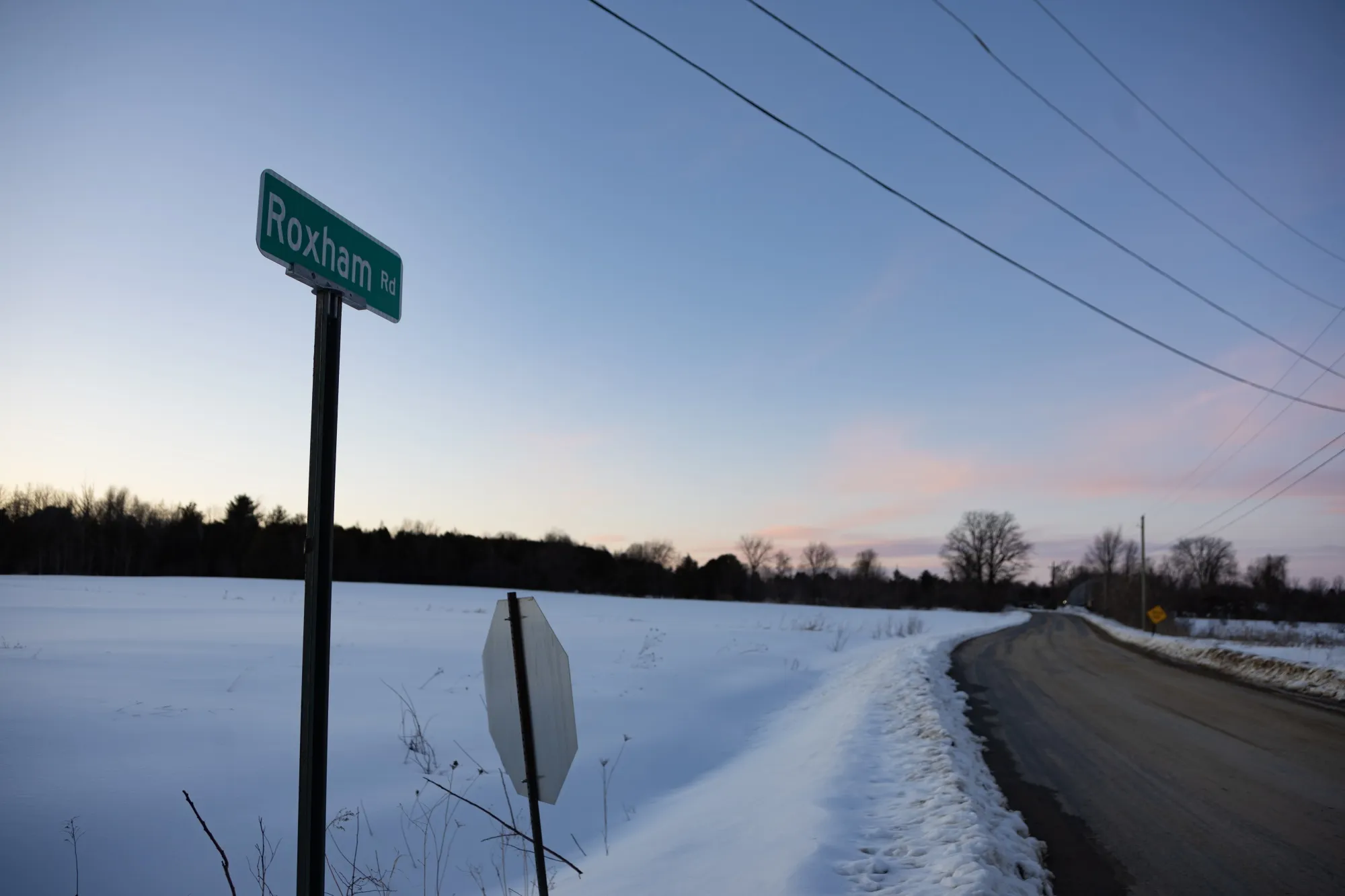 A now-closed crossing known as Roxham Road at the&nbsp;New York border about 40 miles south of Montreal.