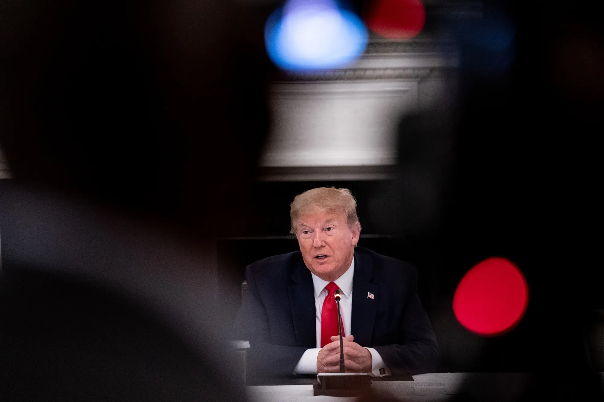 Donald Trump speaks during a meeting in Washington.