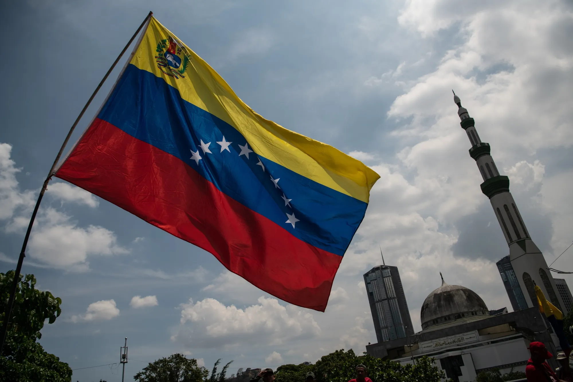 Bandera venezolana en Caracas.