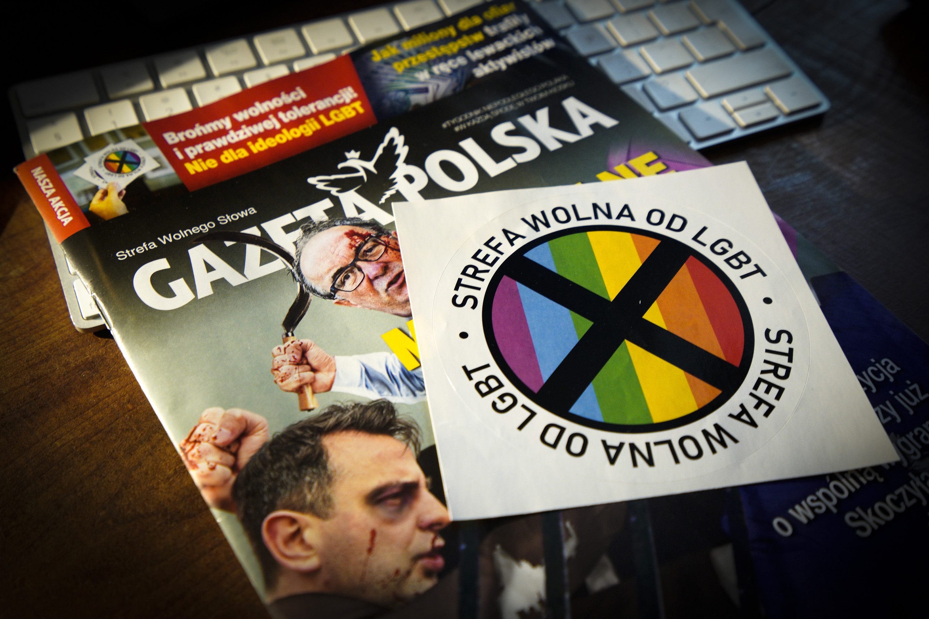 Gazeta Polska magazine with &quot;LGBT-free zone&quot; sticker