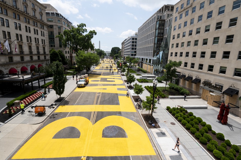 The D.C. local government painted a portion of 16th Street leading up to the White House with the words Black Lives Matter.