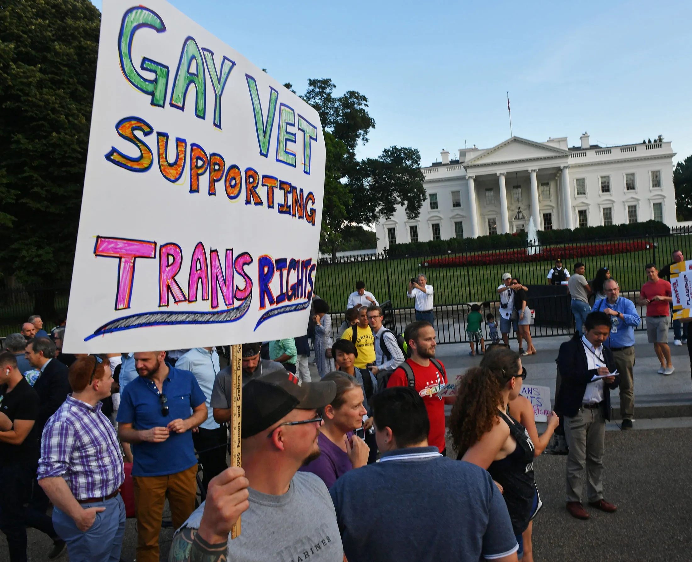 Protesters gather in front of the White House on July 26.
