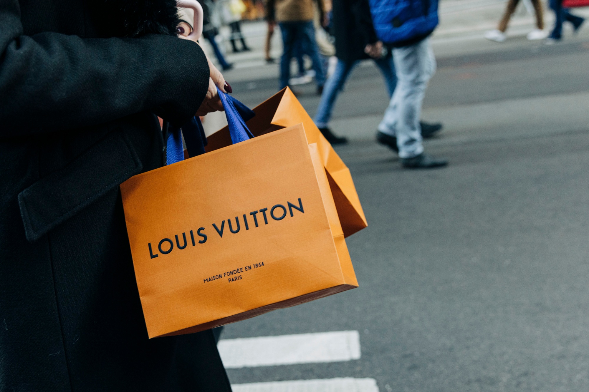 A shopper on New York's Fifth Avenue.