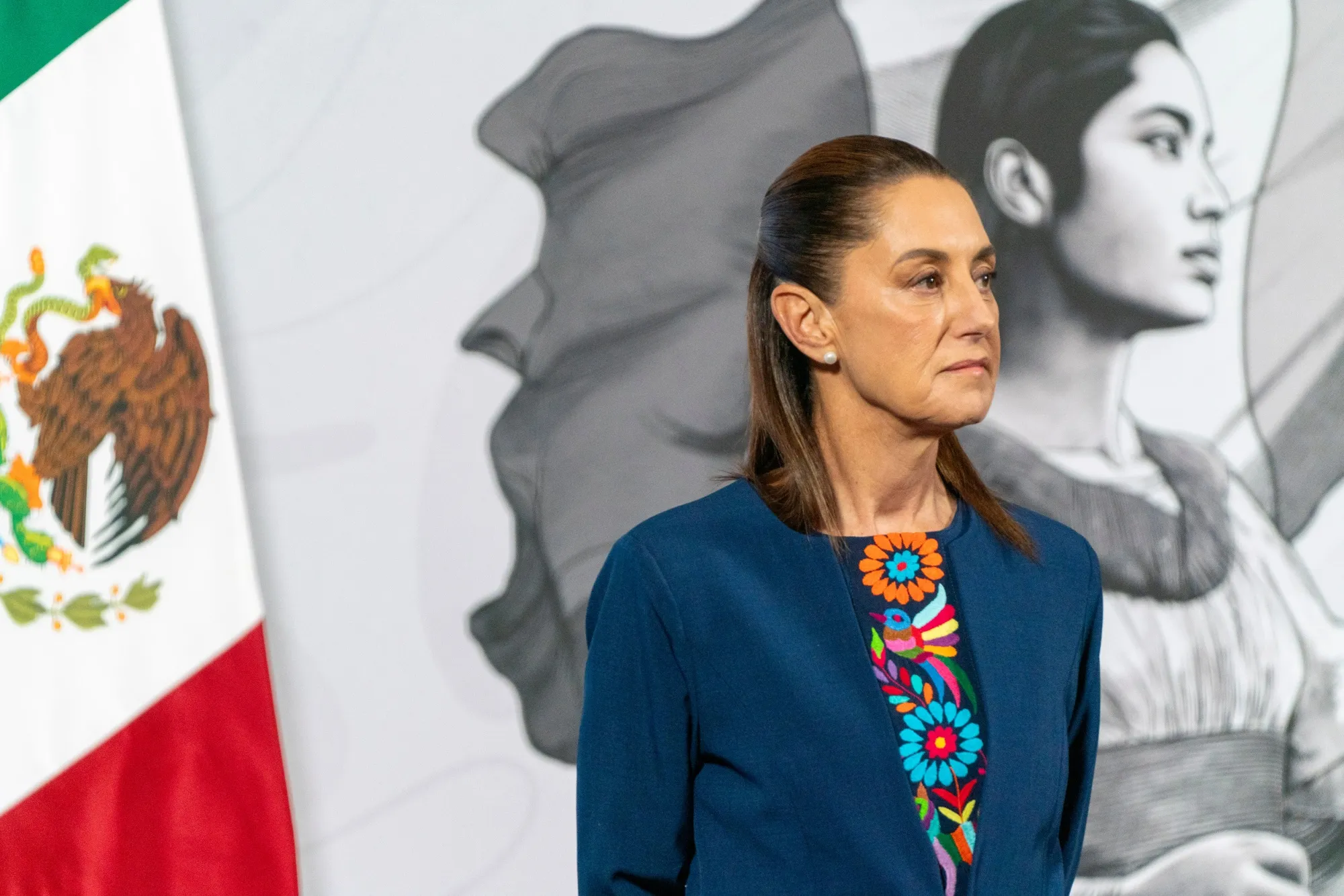 Mexican President Claudia Sheinbaum during a news conference on Nov. 17, 2025.
