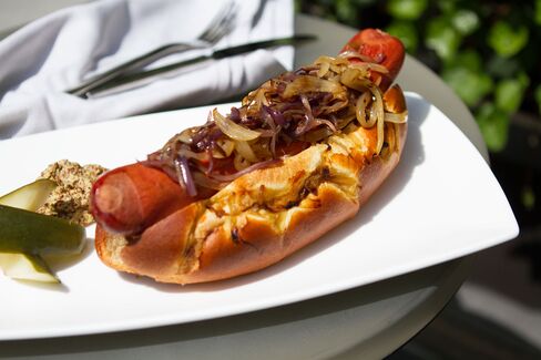 St. Cloud's Wagyu Hotdog ($16), served with house relish and mustard.