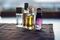 four different perfume bottles