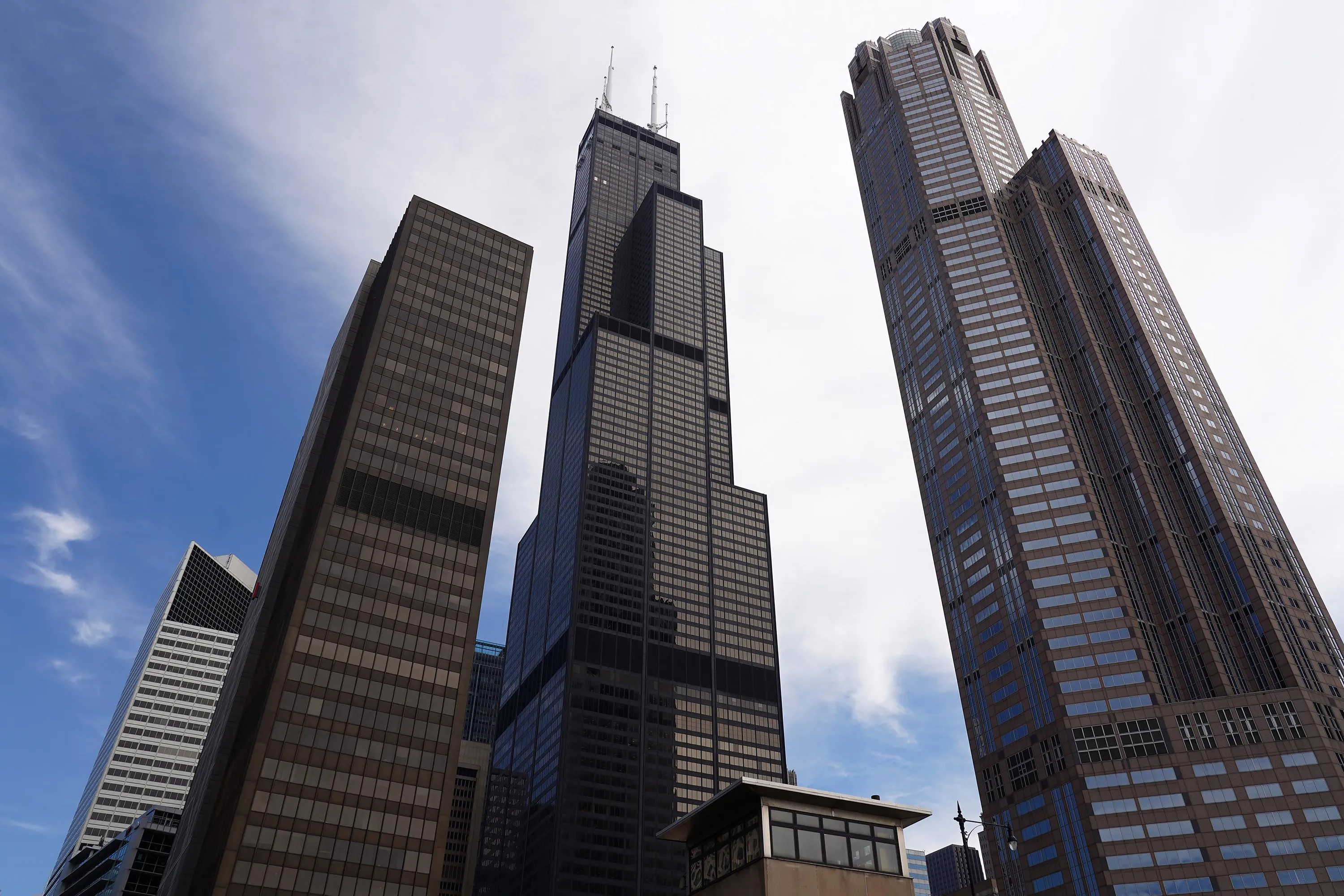 Willis Tower, center, in Chicago.