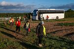 Seasonal workers arrive to harvest asparagus at one of G’s farms in Hurcott, U.K., May 5.