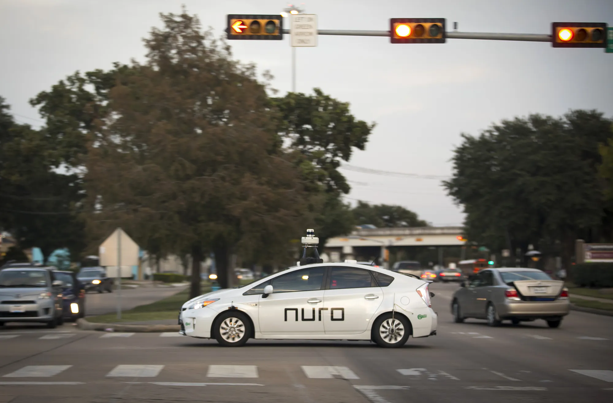 A Nuro delivery vehicle completes training routes in Houston, Texas in Nov. 2019.