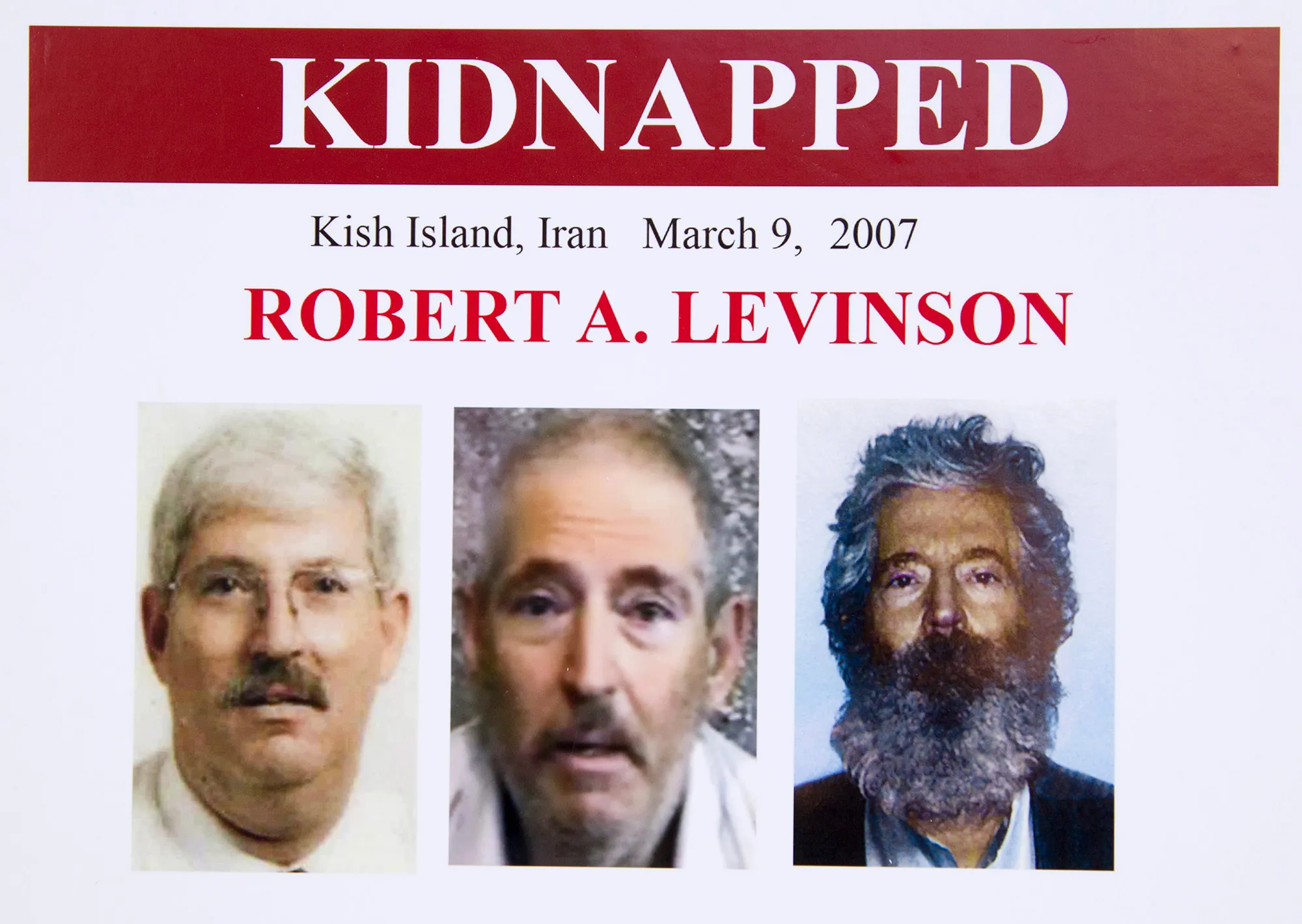 Robert Levinson:&nbsp;&nbsp;right, how he would look like now after five years in captivity; center, taken from the video, released by his kidnappers: and&nbsp;before he was kidnapped, left.