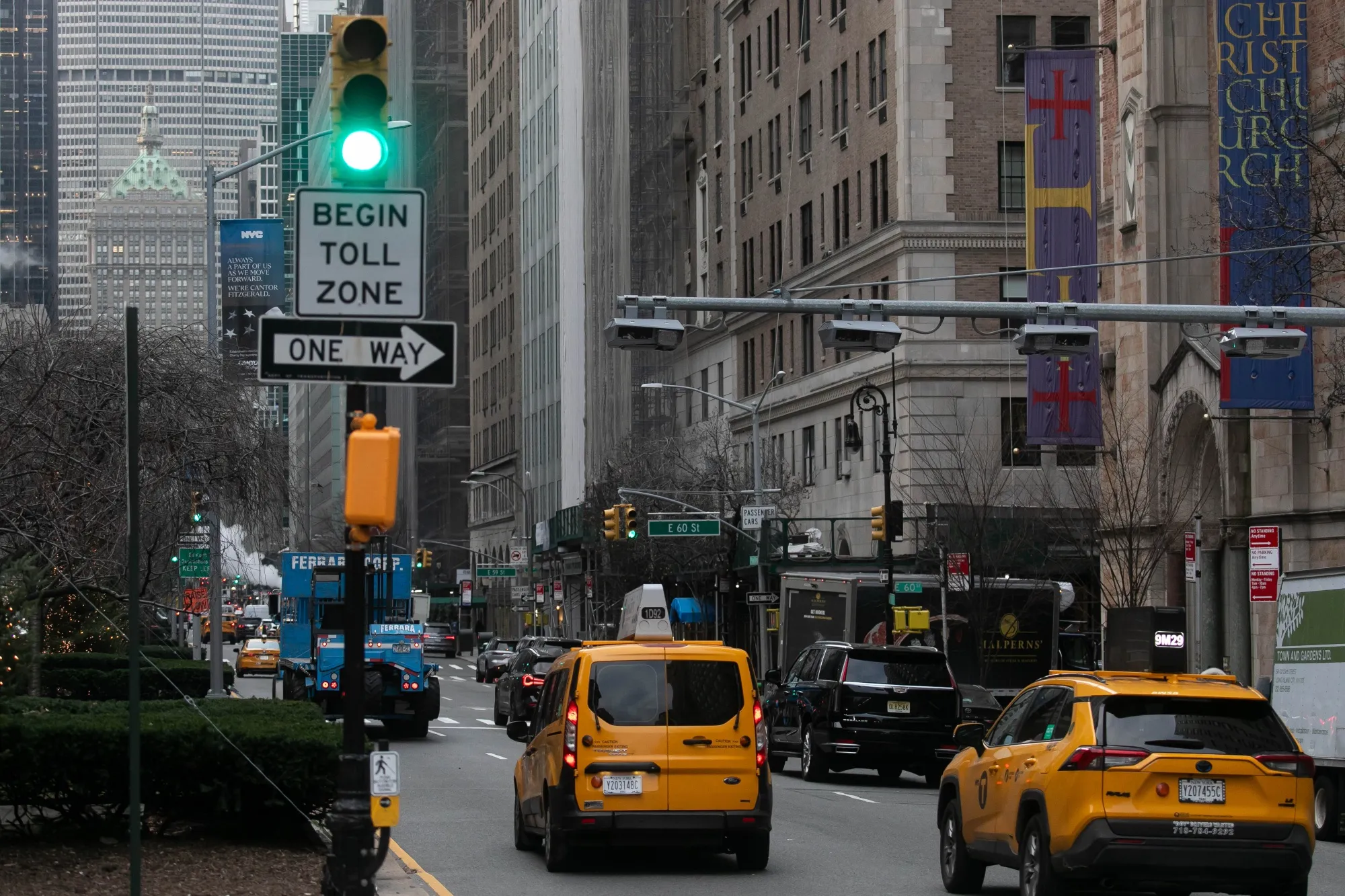 E-ZPass readers and license plate-scanning cameras over Park Avenue in New York, on Jan. 3, 2025. 