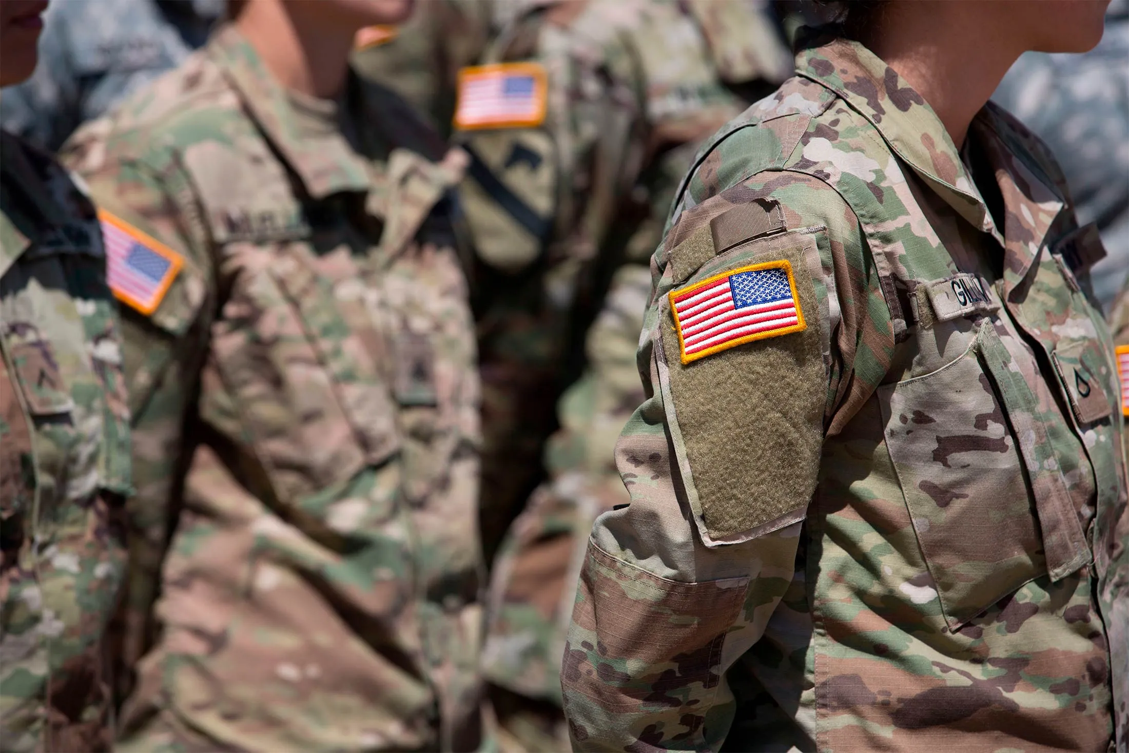 Members of the Arizona National Guard listen to instructions on April 9, 2018, at the Papago Park Military Reservation in Phoenix.&nbsp;