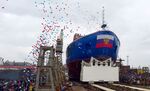 The float-out ceremony of the nuclear-powered icebreaker Ural.