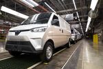 Electric vans on the production line at the Electric Last Mile Solutions facility in Indiana.