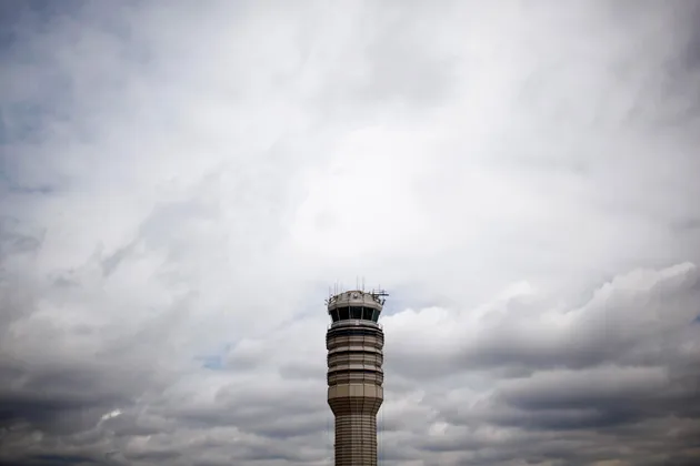 The control tower at Ronald Reagan National Airport in Arlington, Va.