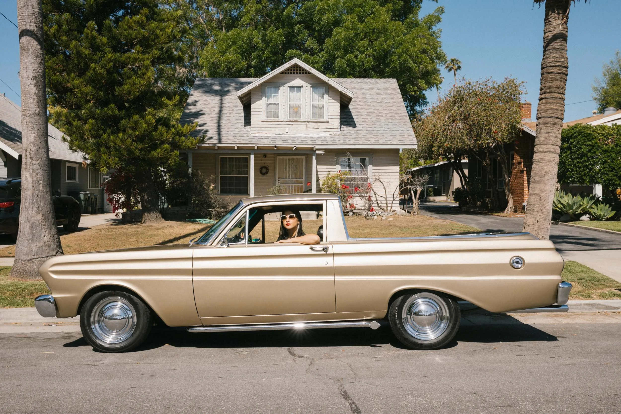 Adri Law in her 1965 Ford Ranchero in Pasadena, Calif.