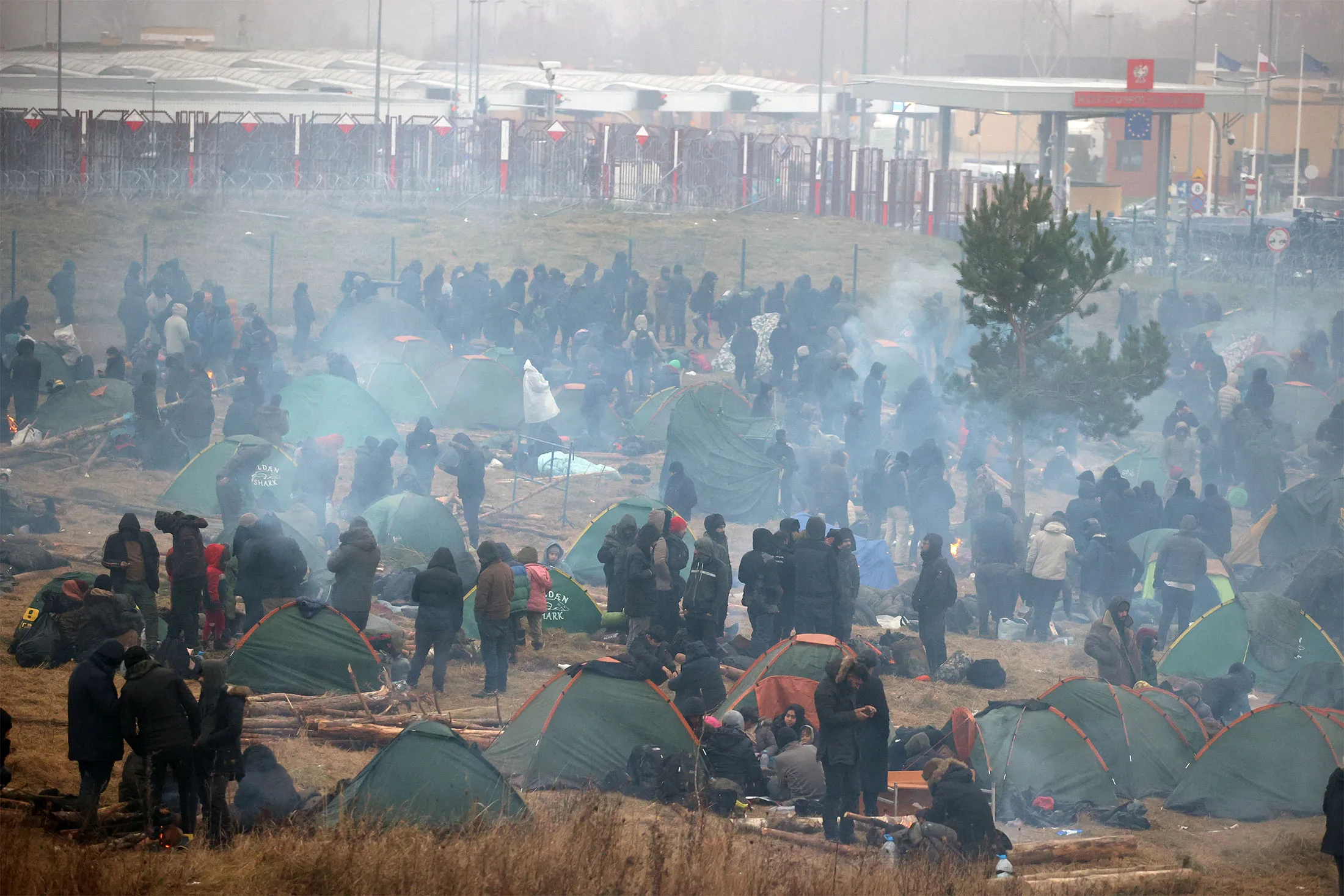A migrant camp near the Bruzgi-Kuznica border crossing in Belarus on Nov. 17.