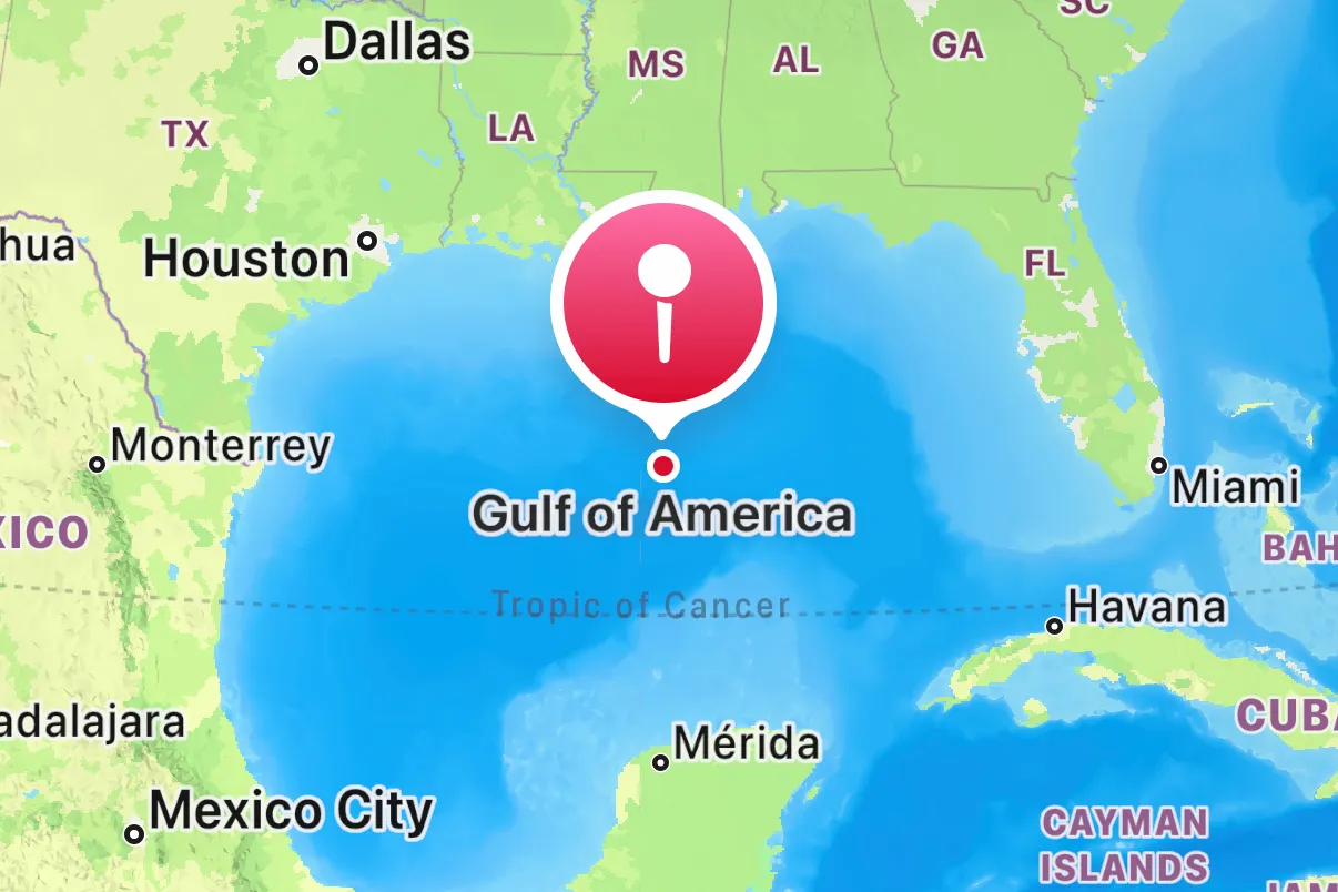 Apple Maps App Renames Gulf Of Mexico As Gulf Of America AAPL Bloomberg 1x 1.webp