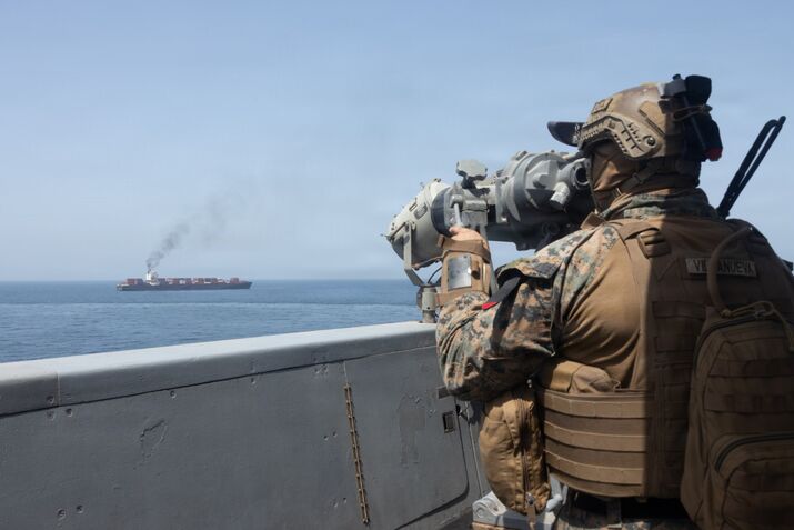 US&nbsp;forces patrol the Arabian Sea on April 20.