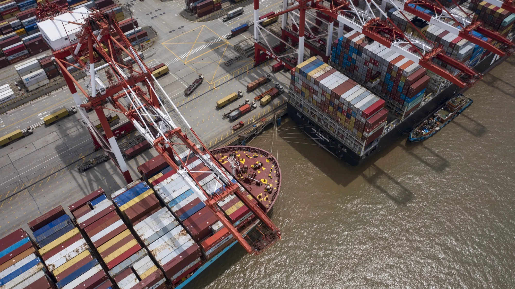 Views of the Yangshan Container Port Ahead of China Trade Figures