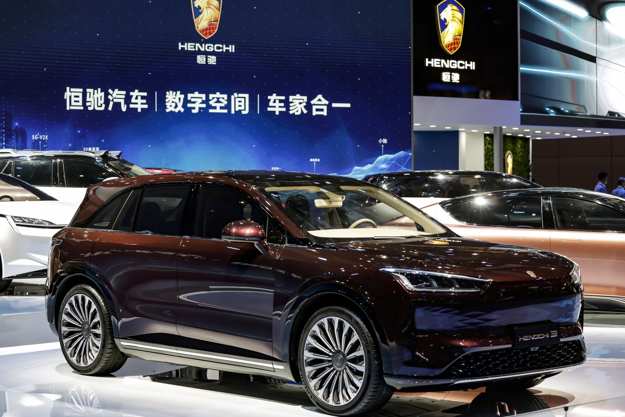 China Evergrande New Energy Vehicle Group Ltd.'s Hengchi 3 electric vehicle at the Auto Shanghai 2021 show in Shanghai, China, on Monday, April 2021.