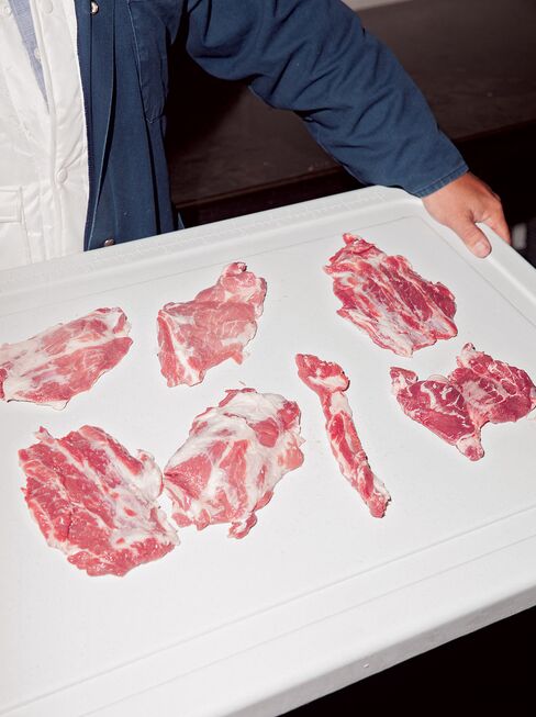 Fresh cuts of Ibérico pork.
