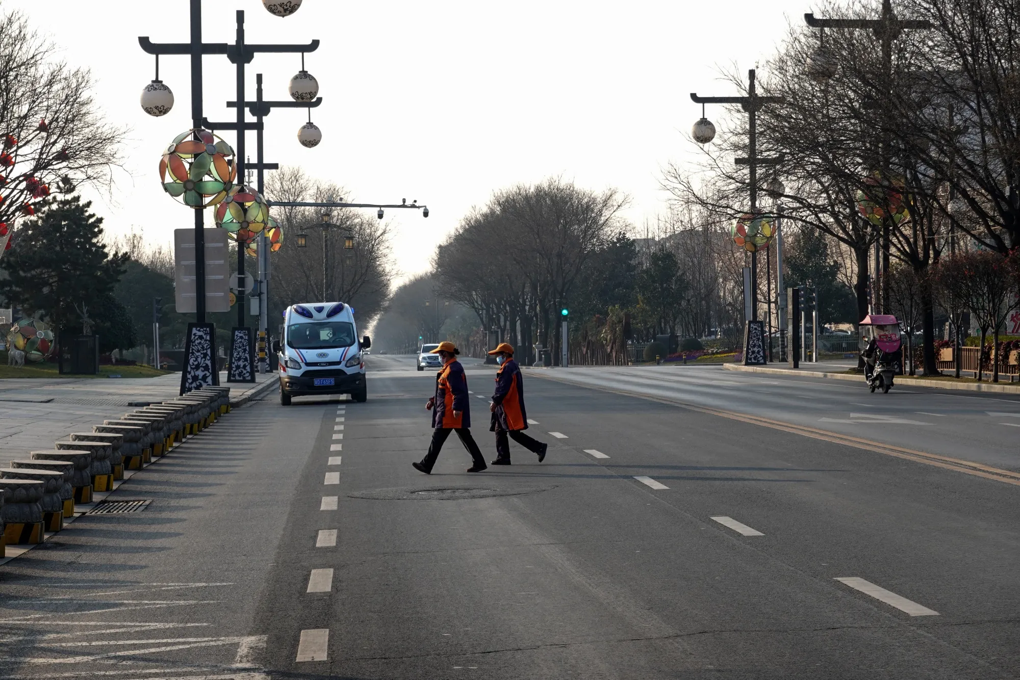 An empty road in Xi’an on Dec. 31.